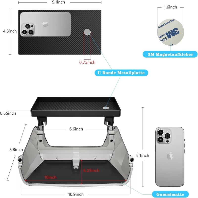 Raft magnetic consolă centrală QKIIP Tesla Model Y pentru Model 3/Y
