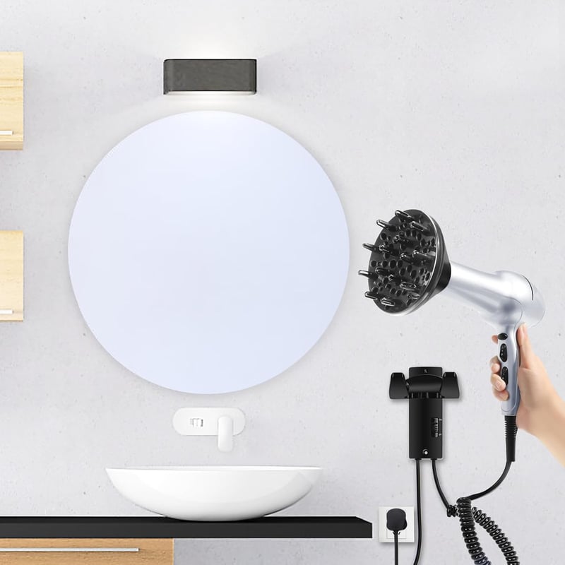 QL Ionos Hajszárító Fali Tartóval és Diffúzorral - 2200W AC Kefementes Motor, 3 Hőfokozat, Ezüst, Szalonminőség