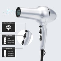 QL Ionos Hajszárító Fali Tartóval és Diffúzorral - 2200W AC Kefementes Motor, 3 Hőfokozat, Ezüst, Szalonminőség 3