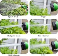 QLEBAO Flexibilis Kerti Locsolótömlő 15m - 7 Funkciós Szórófejjel, Háromrétegű Latex Maggal, 6 Bar Nyomásig, Zöld Színben 6