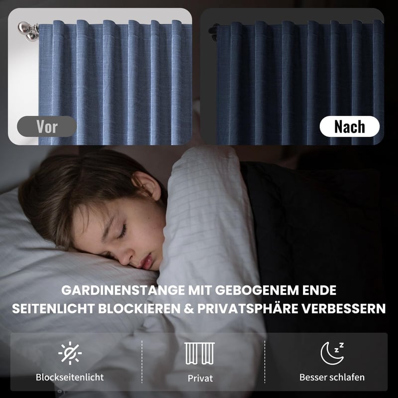 Qlfyuu fekete fém függönykarnis 76-310 cm, 25 mm átmérő, szobához és nappalihoz