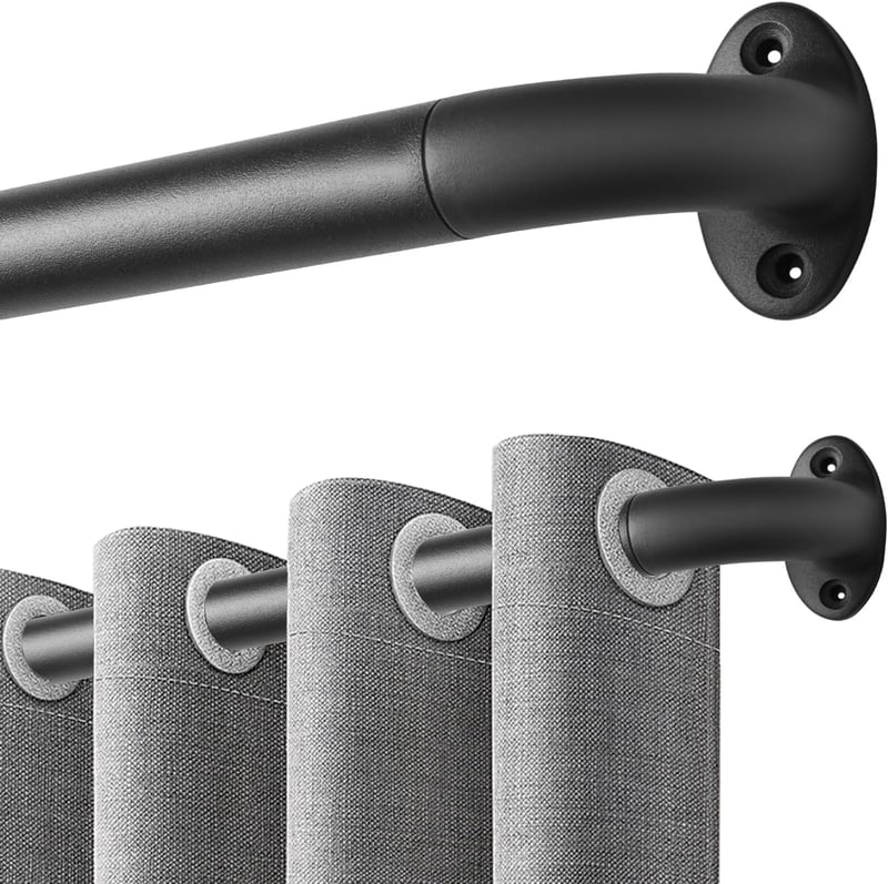 Qlfyuu fekete fém függönykarnis 76-310 cm, 25 mm átmérő, szobához és nappalihoz