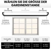 Qlfyuu fekete fém függönykarnis 76-310 cm, 25 mm átmérő, szobához és nappalihoz 6