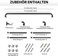 Qlfyuu fekete fém függönykarnis 76-310 cm, 25 mm átmérő, szobához és nappalihoz 5