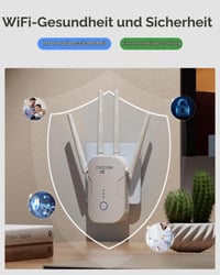QLOCOM WiFi zosilňovač signálu 1200 Mbit/s, dvojpásmový WLAN opakovač 5 GHz a 2,4 GHz, funkcia WPS, WiFi zosilňovač pre všetky bezdrôtové zariadenia 6