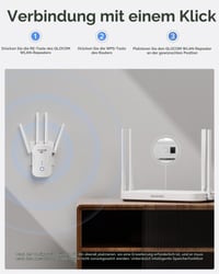 QLOCOM WiFi zosilňovač signálu 1200 Mbit/s, dvojpásmový WLAN opakovač 5 GHz a 2,4 GHz, funkcia WPS, WiFi zosilňovač pre všetky bezdrôtové zariadenia 4