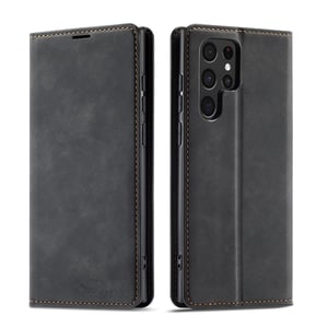 Husă QLTYPRI pentru Samsung Galaxy S22 Ultra, husă tip portofel din piele PU premium cu suport pentru carduri, funcție de stand și închidere magnetică - Negru