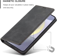 QLTYPRI Samsung Galaxy S25 flip bőrtok kártyatartóval és állvánnyal – fekete 4