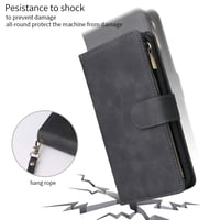 Husă tip portofel din piele QLTYPRI pentru Samsung Galaxy A16 4G/5G, cu 6 compartimente pentru carduri și buzunar cu fermoar - negru 6