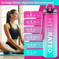 QLUR 1 Literes BPA-Mentes Tritan Sportpalack Időjelöléssel és Szívószállal Lila-Zöld 2