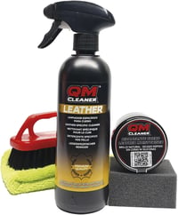QM Cleaner bőrtisztító és bőrápoló szett autóhoz mikroszálas kendővel 1