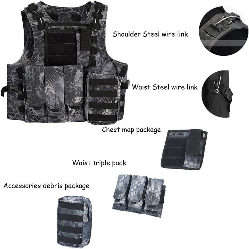 QMFIVE MOLLE RRV Taktikai Mellény Pouchokkal Airsoft Vadászat Kiképzéshez - M, tan