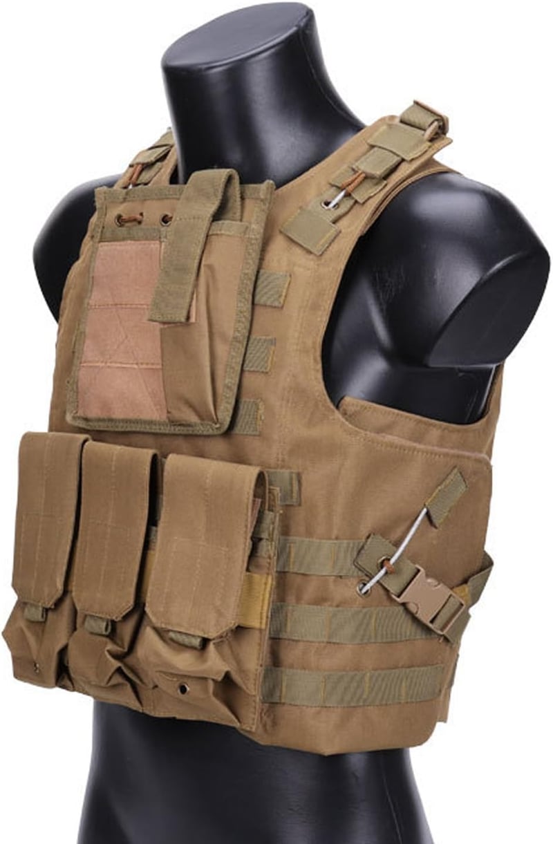 QMFIVE MOLLE RRV Taktikai Mellény Pouchokkal Airsoft Vadászat Kiképzéshez - M, tan