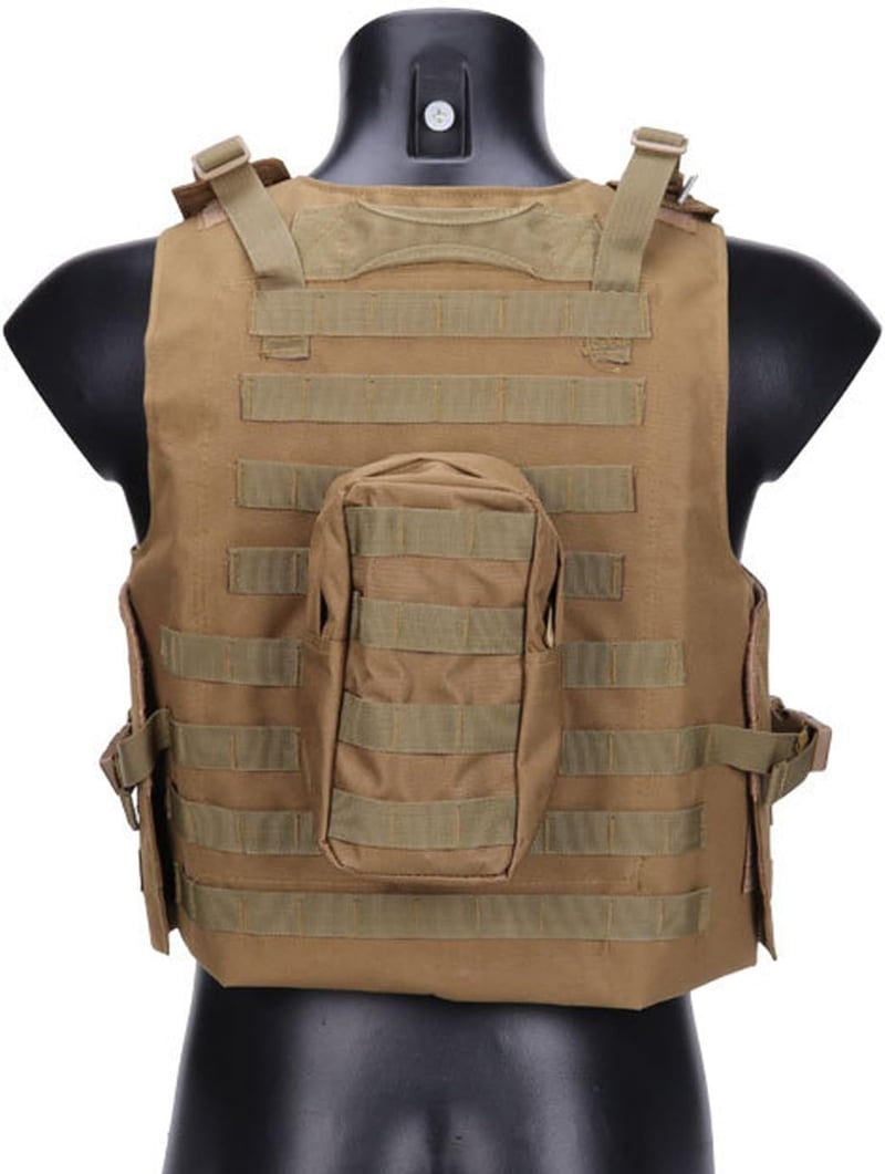 QMFIVE MOLLE RRV Taktikai Mellény Pouchokkal Airsoft Vadászat Kiképzéshez - M, tan