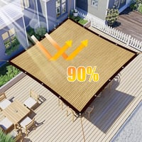 QOFLY Árnyékoló Háló 1x2m - Bézs Kerti Napvédő Fólia Fűzőszemekkel, Légáteresztő Szélvédő, Vízáteresztő Polyester Napellenző 2