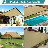 QOFLY Árnyékoló Háló 1x2m - Bézs Kerti Napvédő Fólia Fűzőszemekkel, Légáteresztő Szélvédő, Vízáteresztő Polyester Napellenző 7