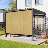 QOFLY Árnyékoló Háló 1x2m - Bézs Kerti Napvédő Fólia Fűzőszemekkel, Légáteresztő Szélvédő, Vízáteresztő Polyester Napellenző 3
