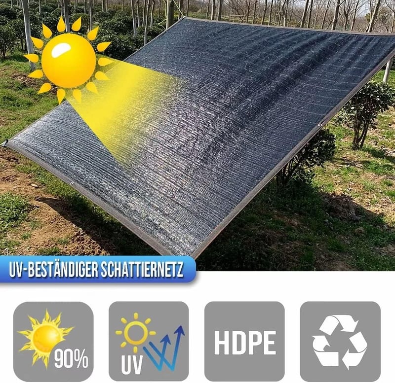 QOFLY Árnyékoló Háló 2x3m Fémkarikákkal - 90-95% UV-Védelem Kerthez, Növényekhez, Üvegházhoz, Teraszra és Tetőre