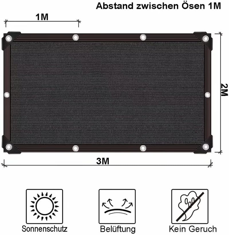 QOFLY Árnyékoló Háló 2x3m Fémkarikákkal - 90-95% UV-Védelem Kerthez, Növényekhez, Üvegházhoz, Teraszra és Tetőre