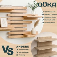 Qoka Crafts Lebdeća zidna polica od punog drva, viseća drvena polica, prirodno drvo, boja kadulje, dekoracija za dnevni boravak i spavaću sobu 6