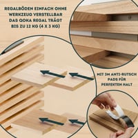 Qoka Crafts Lebdeća zidna polica od punog drva, viseća drvena polica, prirodno drvo, boja kadulje, dekoracija za dnevni boravak i spavaću sobu 5