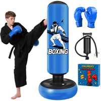 Qoosea 168 cm Nafukovacie boxerské vrece pre deti s boxerskými rukavicami a pumpou, voľne stojace tréningové vrece pre chlapcov a dievčatá, karate, taekwondo, MMA 1