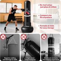 Qoosea 180 cm Álló Boxzsák Felfújható Edzészsák Boxkesztyűvel Felnőtteknek 8