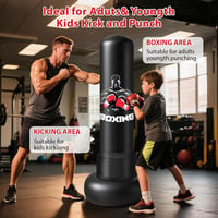 Qoosea 180 cm Álló Boxzsák Felfújható Edzészsák Boxkesztyűvel Felnőtteknek 2