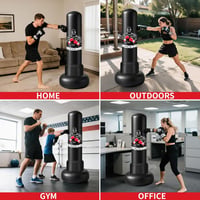 Qoosea 180 cm Álló Boxzsák Felfújható Edzészsák Boxkesztyűvel Felnőtteknek 6