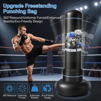Sac de box gonflabil Qoosea 180 cm pentru adulți cu mănuși de box și pompă, din PVC, pentru antrenament de kickboxing, karate, MMA și taekwondo 2