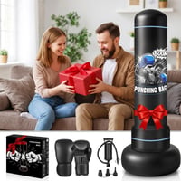 Sac de box gonflabil Qoosea 180 cm pentru adulți cu mănuși de box și pompă, din PVC, pentru antrenament de kickboxing, karate, MMA și taekwondo 7