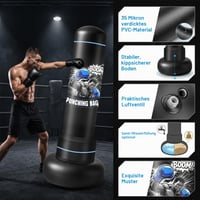 Sac de box gonflabil Qoosea 180 cm pentru adulți cu mănuși de box și pompă, din PVC, pentru antrenament de kickboxing, karate, MMA și taekwondo 3