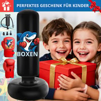 Sac de box pentru copii Qoosea, 3-8 ani, 130 cm, sac de box gonflabil cu mănuși de box, pentru antrenament de karate, kickbox, taekwondo, MMA, pentru băieți și fete 7