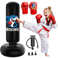 Sac de box pentru copii Qoosea, 3-8 ani, 130 cm, sac de box gonflabil cu mănuși de box, pentru antrenament de karate, kickbox, taekwondo, MMA, pentru băieți și fete 1