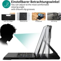 Qoosea QWERTZ Háttérvilágítású Billentyűzetes Tok Samsung Tab S9 FE+/S9+ 12.4" Tablethez - Levehető Bluetooth Billentyűzet, TPU Védőtok, 3 Á 6