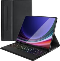 Qoosea QWERTZ Háttérvilágítású Billentyűzetes Tok Samsung Tab S9 FE+/S9+ 12.4" Tablethez - Levehető Bluetooth Billentyűzet, TPU Védőtok, 3 Á 1
