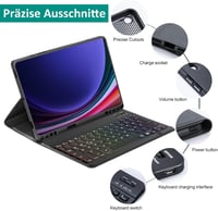 Qoosea QWERTZ Háttérvilágítású Billentyűzetes Tok Samsung Tab S9 FE 10.9"/Tab S9 11" Tablethez - Puha TPU Védőtok Mágnesesen Levehető Blueto 7