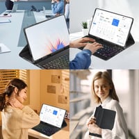 Qoosea QWERTZ Háttérvilágítású Billentyűzetes Tok Samsung Tab S9 FE 10.9"/Tab S9 11" Tablethez - Puha TPU Védőtok Mágnesesen Levehető Blueto 8
