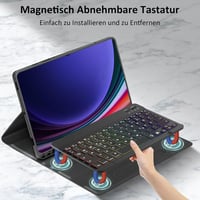 Qoosea QWERTZ Háttérvilágítású Billentyűzetes Tok Samsung Tab S9 FE 10.9"/Tab S9 11" Tablethez - Puha TPU Védőtok Mágnesesen Levehető Blueto 3