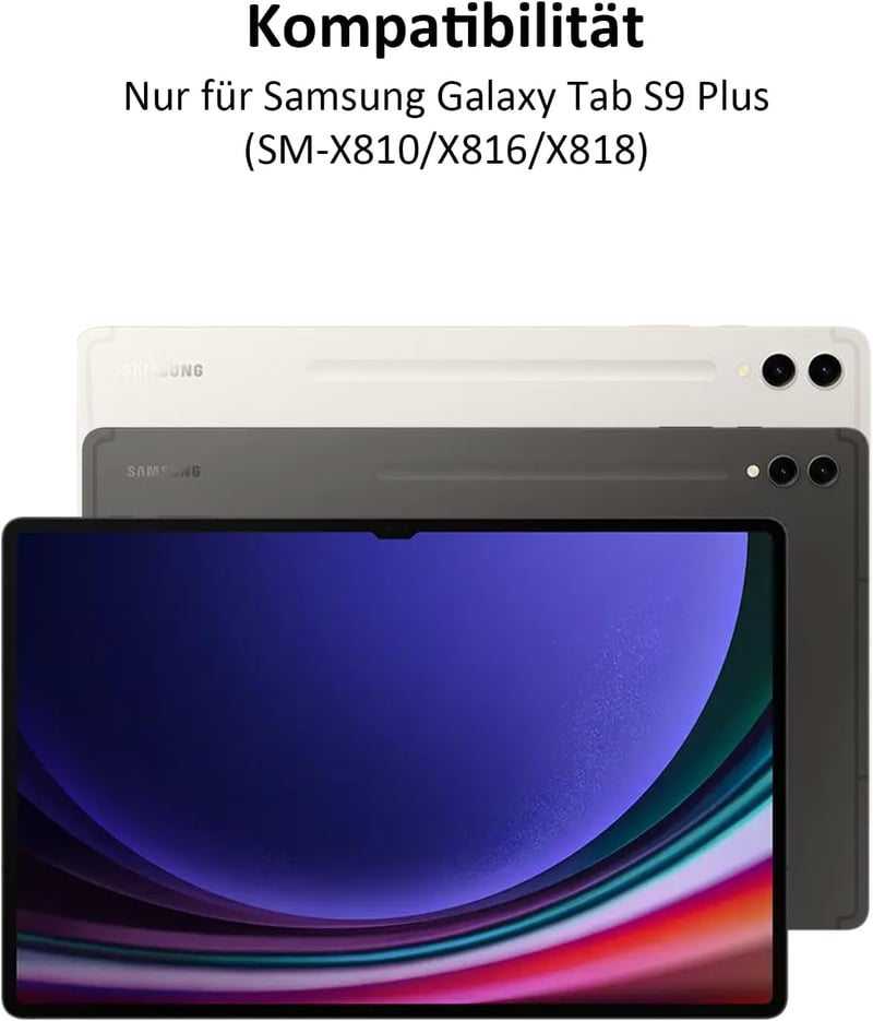 Qoosea QWERTZ Háttérvilágítású Billentyűzetes Tok Samsung Tab S9 FE+/S9+ 12.4" Tablethez - Levehető Bluetooth Billentyűzet, TPU Védőtok, 3 Á