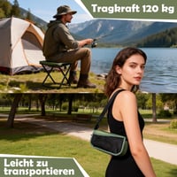 Scaun de camping pliabil Qottmez 33x26,5x32 cm, negru - taburet portabil ușor cu geantă, capacitate 120 kg, pentru drumeții, pescuit 6