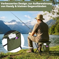 Scaun de camping pliabil Qottmez 33x26,5x32 cm, negru - taburet portabil ușor cu geantă, capacitate 120 kg, pentru drumeții, pescuit 7