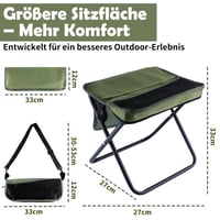 Scaun de camping pliabil Qottmez 33x26,5x32 cm, negru - taburet portabil ușor cu geantă, capacitate 120 kg, pentru drumeții, pescuit 2