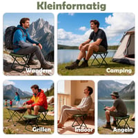 Scaun de camping pliabil Qottmez 33x26,5x32 cm, negru - taburet portabil ușor cu geantă, capacitate 120 kg, pentru drumeții, pescuit 5
