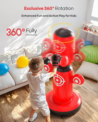 QPAU 360° Forgó Boxzsák Gyerekeknek 6-14 Év, Álló Punchingball Kesztyűvel és Pumpával 2