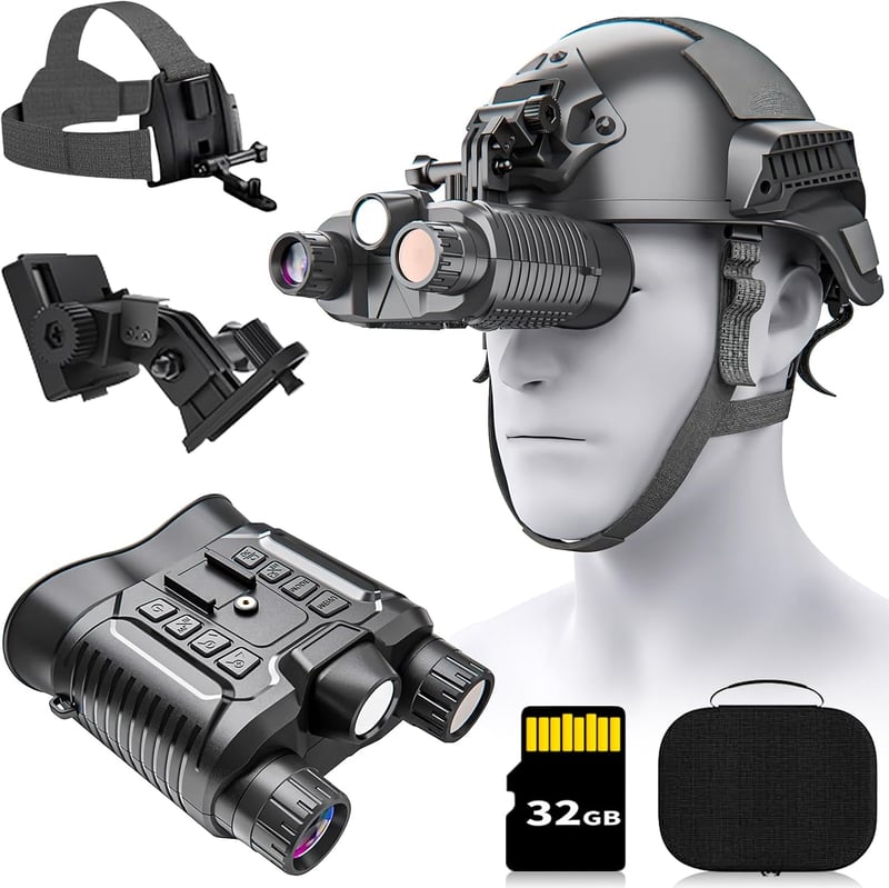 Dispozitiv de vedere nocturnă cu bandă pentru cap QQJIN NV8161, video 4K, 36 MP, 300 m, zoom 8x, card TF 32 GB - negru-gri