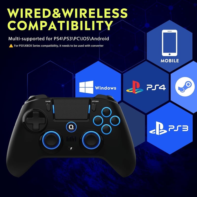 QRD Spark N5 Wireless Gamepad PS5 PS4 PC Android Hall Effect Joystick Gyro Vibráció