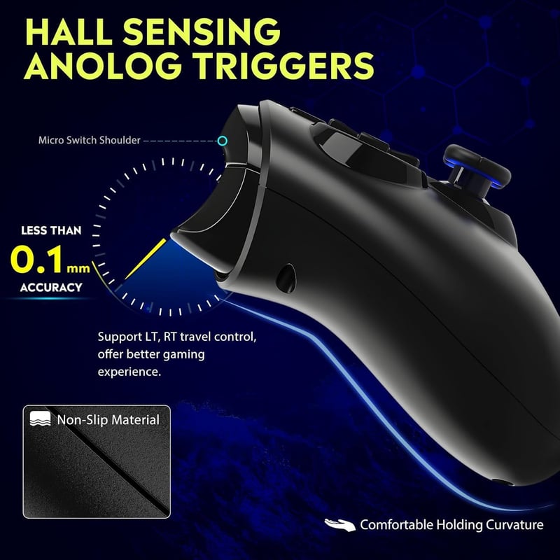 QRD Spark N5 Wireless Gamepad PS5 PS4 PC Android Hall Effect Joystick Gyro Vibráció