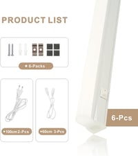 Qsmile LED Konyhai Lámpa 115cm - 6db T5 18W 2200lm 4000K Semleges Fehér Fénysáv, Összekapcsolható, Energiatakarékos Világítás Kapcsolóval, K 3