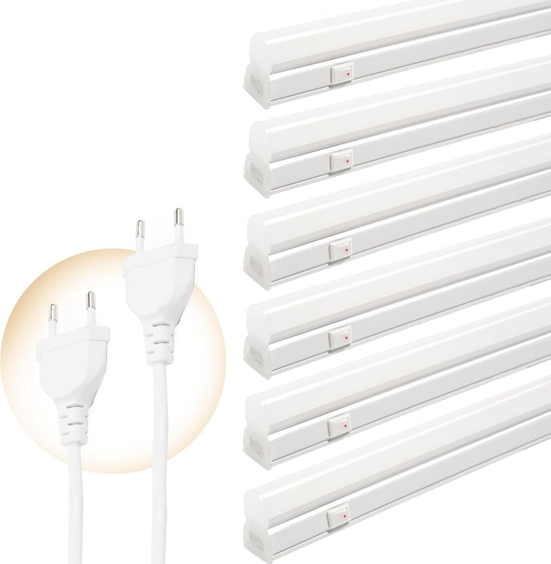 Qsmile LED Konyhai Lámpa 115cm - 6db T5 18W 2200lm 4000K Semleges Fehér Fénysáv, Összekapcsolható, Energiatakarékos Világítás Kapcsolóval, K